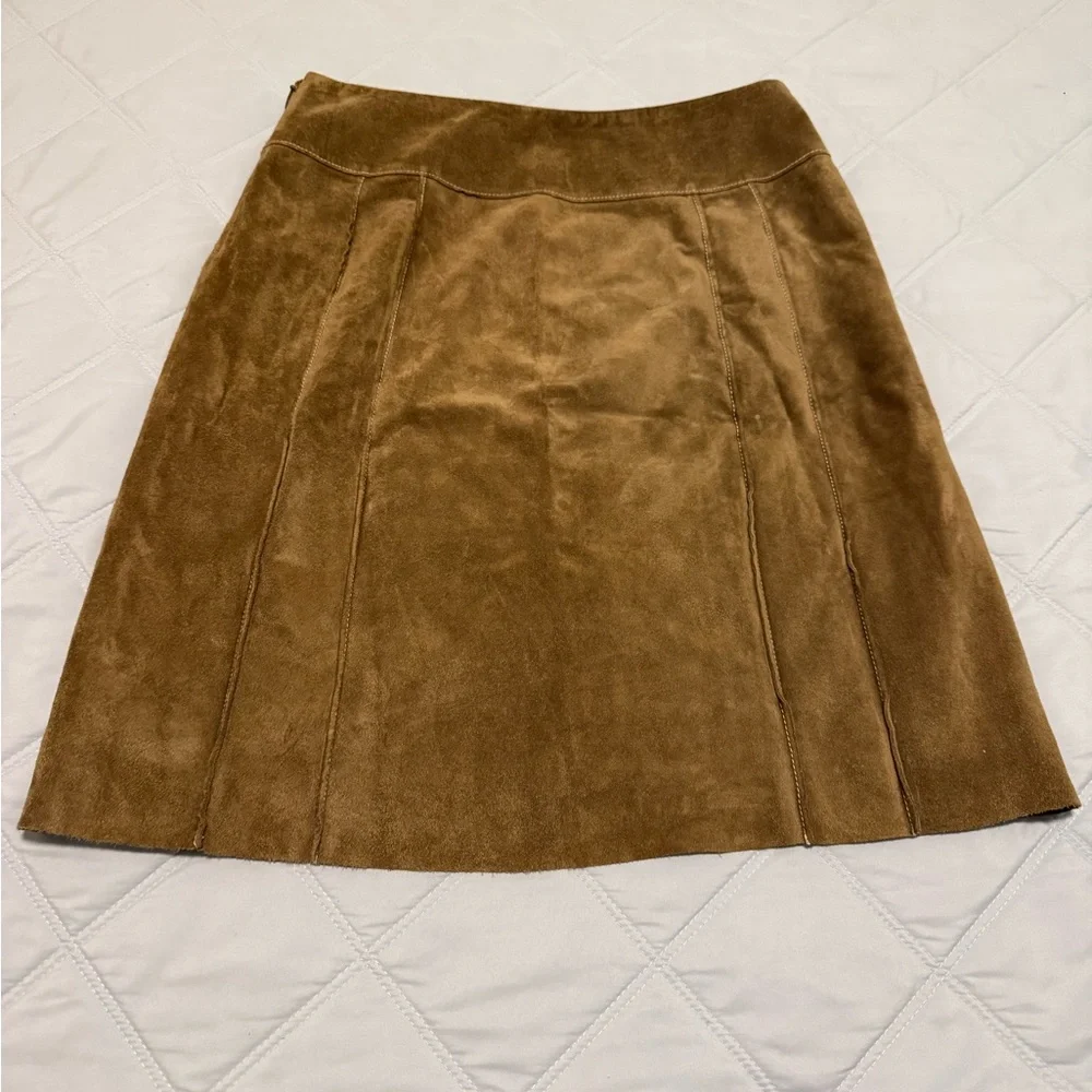 Ann Taylor Brown Suede A-Line‎ Skirt